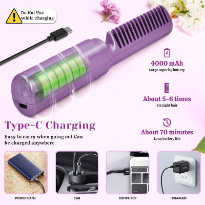 Portable Mini Hair Straightener Cordless