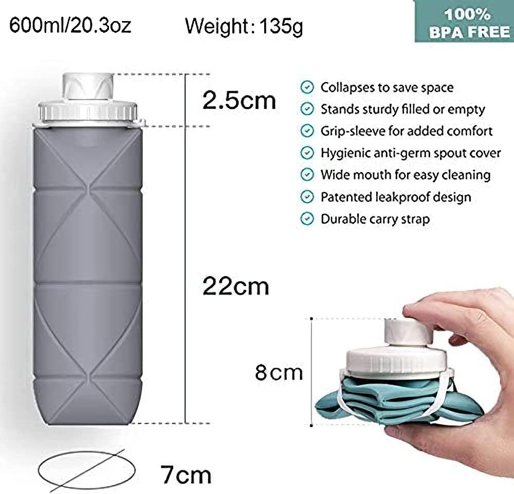 Collapsible Sports Water Bottle with Leakproof Valve