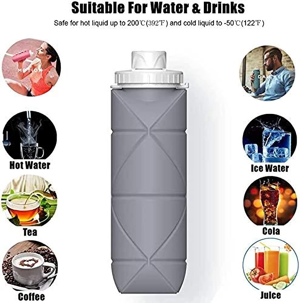 Collapsible Sports Water Bottle with Leakproof Valve